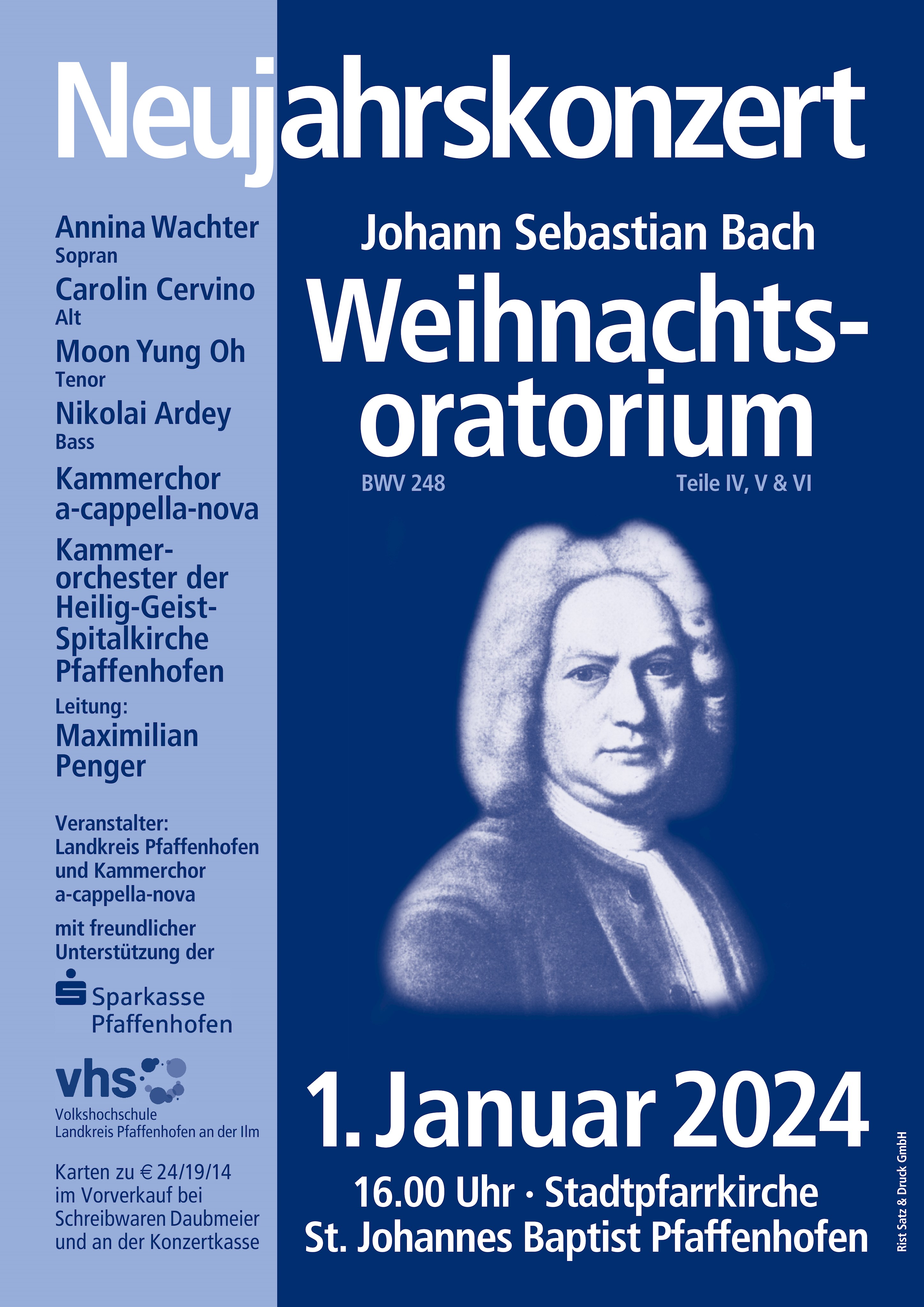 blaues Plakat mit Johann Sebastian Bach