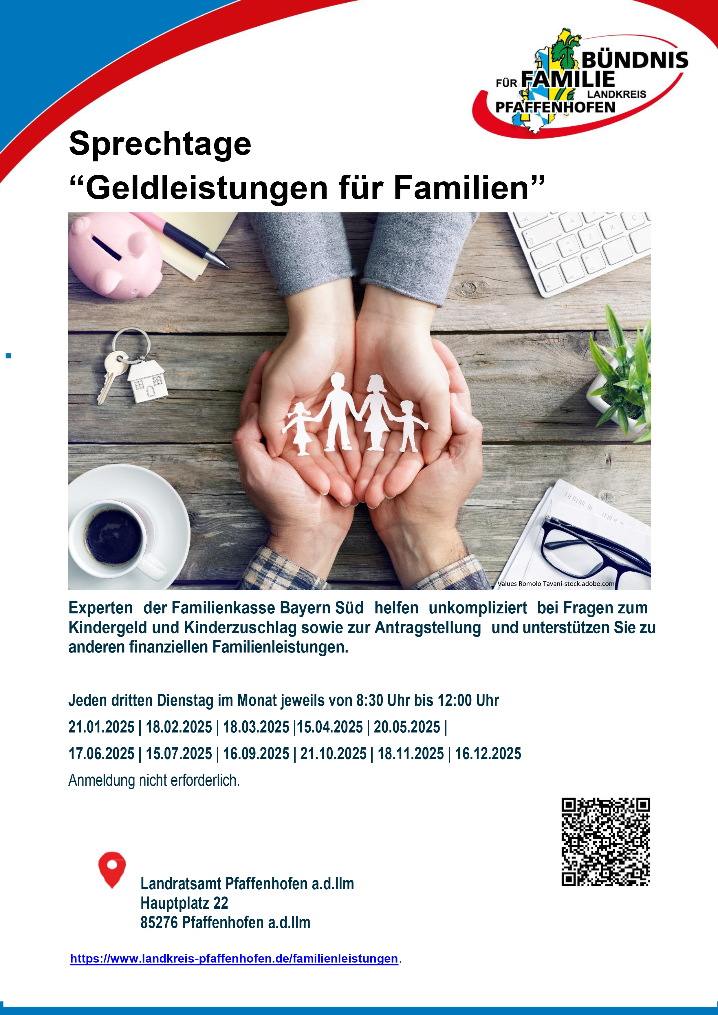 Plakat Sprechstunden der Familienkasse